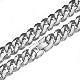 Chains Punk 7MM/9MM/15MM Width Stainless Steel Silver Colour Cuban Chain Faucet Button Necklace/Bracelet Hip Hop Charming Men's Jewellery