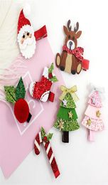 Boutique 40pcs Fashion Cute Glitter XMAS Hairpins Solid Reindeer Santa Holly Leaf Candy Cane Tree Hair Clips Princess Party Headwa4315784