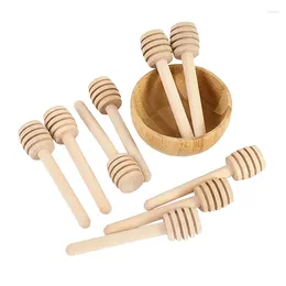 Spoons 6pc Honey Stirrer Stick Mini Wooden Eco-friendly Dessert Tool Coffee Milk Tea Stirring Accessories Shop Kitchen Supplies