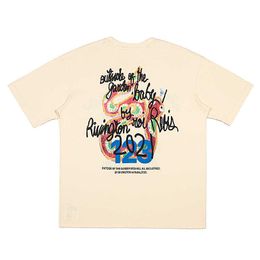 RRR123 Men's T-shirt RRR123 Men's Women's T-shirt Rainbow Snake 2024 Designer limited edition foam printed almond short sleeve men's and women's T-shirts