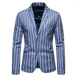 Men's Suits Mens Formal Jacket Men Casual Large Size Suit Blue And White Stripes