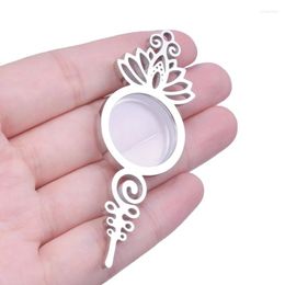 Charms High Quality Lotus Flower Shape Relicario Po Locket Pendant For Necklace Keychain Jewellery Making Picture/Floating