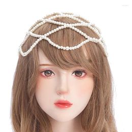 Hair Clips Aesthetic Women Exotic Pearl Tassel Belly Dance Head Cap Hat Headwrap/Hair Accessory/Headpiece For Party Wedding Showing