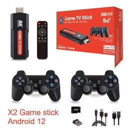 X2 Video Game stick Android 12 8K TV BOX Dual system 24G5G Double Wireless Controller Retro 10000 Games for Boy Christmas Gift 240123