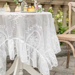 Lace Table Cloth Retro Mesh Tablecloth White Rectangle Cover Wedding Party Decor Picnic Background 240127