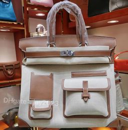 10S special handmade designer bag tote bag 35cm Retro Fashion Canvas Swift leather fashion casual Travel bag Multi-functional bag with premium gift box