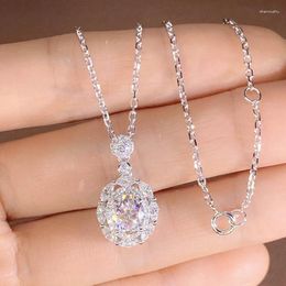 Chains Design Wedding Zircon Pendant Necklace For Bride Modern Silver Colour Accessories Women's Fashion Jewellery