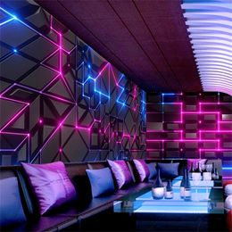 Custom Modern electronic technology sense geometric wallpaper esports Internet cafe decoration background bar KTV wall paper 3D 240122