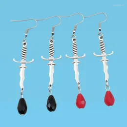 Dangle Earrings Dagger With Red Blood Knife Drop Terror Jewellery