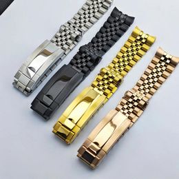 Watch Bands 20mm Silver Gold Rose Strap Steel Male Accessories Replacement Bracelet Fits GMT Case Folding Buckle
