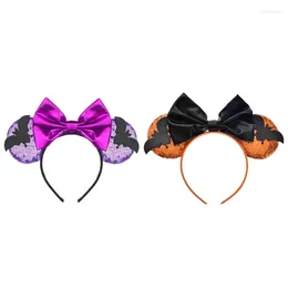 Hair Accessories Halloween Bow Headband Sequin Mouse Ear Headbands For Girls Bowknot Hoop Bows Decor Fashion Ears Hairband Dropship