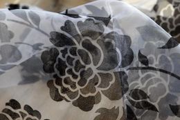 Curtain 100 200cm Peony Flower Window Voile Tulle Drape Valance Black