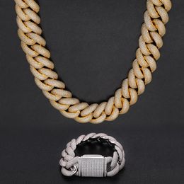 European and American hip-hop 25mm wide full diamond bubble Cuban necklace with eight rows of densely inlaid Miami men's necklace accessories