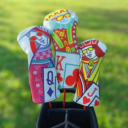 Playing card Golf Wood Cover Driver Fairway Hybrid Waterproof Protector Set PU Leather Soft Durable Golf head Club Putter Covers 240202