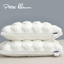 Peter Khanun Luxury Goose Down Feather Pillows Pinch Pleat Design Neck Protection King Queen Bed Pillow 100% Cotton 0631 Pcs 240127