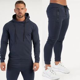 Autumn Casual Sportswear Suit Men Hoodie Pants Set Cotton Sweatshirt Sweatpants Male Gym Fitness Clothing Joggers Tracksuits 240202