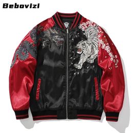 High Quality Chinese Style Dragon and Phoenix Embroidered Jacket Japanese Men Women Baseball Streetwear Harajuku Clothing Autumn 240130