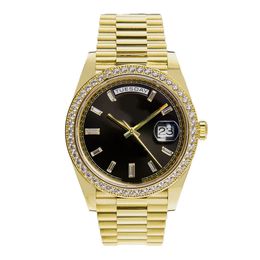 Brand world 2024 watch Best version Day-Date 40 Watch 40MM Black Diamond Index Dial Yellow Gold 228348RBR automatic watch 2-year warranty MENS WATCHES