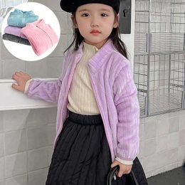 Jackets 2-10T Baby Girls Warm Winter Coats Boy Thick Fleece Fashion Kids Jacket For Girl Outerwear Purple High Quality Children Clothing