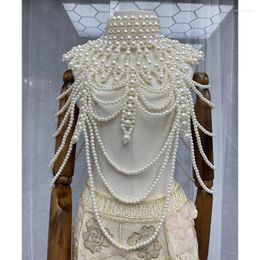 Women's Tanks H80&S90 Shawl Top Women Sexy Fashion Luxury Unique Simulated Pearl Body Chains Jewellery Bridal Wedding Gift Big Satatement