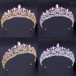 Hair Clips Purple Tiaras And Crowns For Women Wedding Tiara Bride Princess Pageant Crown Diadem Crystal Headpiece Birthday Prom