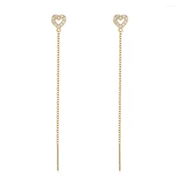 Stud Earrings AIDE 925 Sterling Silver Heart Studded With Diamond Chain Tassel For Women Earring Jewellery Ins Fashion Female Pendiente