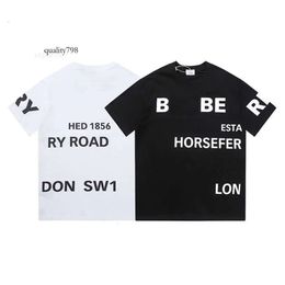 Designer Tshirt Shirt Burberies Men Summer Short Sleeve Burbreries Casual Shirt Fashion Letter Mens Homme High T Quality Cotton Round 5388