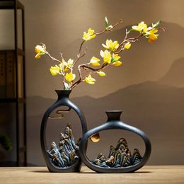 Creativity Japanese style feng shui wealth vase office Living room desktop decoration vases for home decor Accessories Art gift 240122