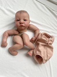 NPK 19inch Already Painted Reborn Doll Parts Levi Awake Lifelike Baby 3D Painting with Visible Veins Cloth Body Included 240131