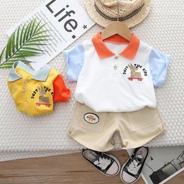 Clothing Sets 2024 Summer Kids Toddler Boy Set Cartoon Dog Short Sleeve Shirts Denim Shorts Pants Suit Infant Baby Outfit