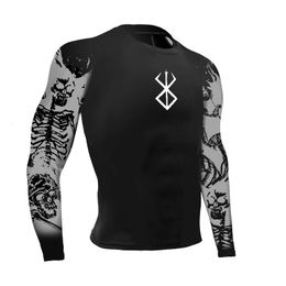 Anime Berserk Compression Shirt Men Gym Workout Running Tops Undershirts Print Long Sleeve Quick Dry Athletic TShirt 240123