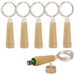 LED Cork Wine Bottle Fairy Lights Battery Operated Copper Wire String Christmas Decoration Garland Lamp For Party Wedding 240127