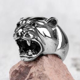 Stainless Steel Men Rings Leopard Animal Punk Rock HipHop Personality for Biker Male Boyfriend Jewellery Creativity Gift Wholesale 240122