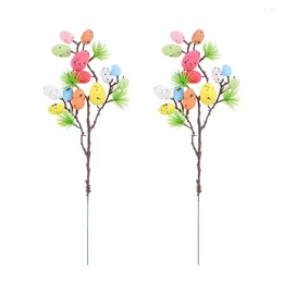 Decorative Flowers 2 Pcs Eggs Spotted Cuttings Easter Speckled Branch Decoration Decorations Party Picks