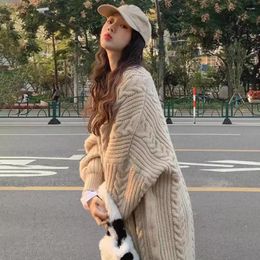 Women's Knits Women Sweater Coat Cozy Long Sleeve Knit Cardigan For Autumn Winter Twist Texture Open Front Solid Color