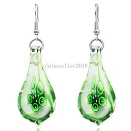 Fashion Murano Glass Water Drop Flower Pendant Earrings for Women Colorful Lampwork Morano Glass Pendant Drop Earring Girl