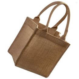 Storage Bags Burlap Bag With Handle Gift Handbags Jute Grocery Handles Shopping Tote Natural Small