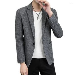 Men's Suits HOO 2024 Autumn Striped Blazer Youth Fashion Casual Handsome