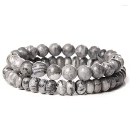 Strand Natural Map Stone Bracelet Round Abacus Shape Beads Double-layer Combination Bracelets For Men Women Health Trendy Jewelry