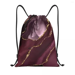 Shopping Bags Custom Burgundy Maroon Geode Agate Drawstring Bag For Training Yoga Backpacks Men Women Marble Texture Sports Gym Sackpack