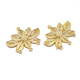 Charms 2pcs Flower Earring Charm 24K Gold Colour Plated Brass Hollow Out Lotus Pendant 28x24mm Leaf Drop Jewellery Making Supplies