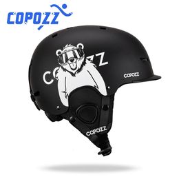 COPOZZ Ski helmet Cartoons Halfcovered Antiimpact Safety Helmet Cycling Snowboard Sports For Adult and Kids 240124