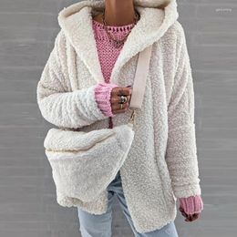 Women's Jackets Elegant Solid Lamb Wool Warm Women Coat Fashion Long Sleeve Lambswool Cardigan 2024 Autumn Casual High Street Outerwear