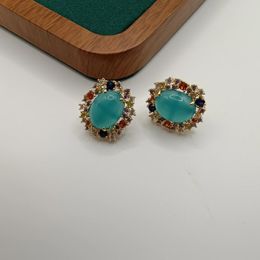 Stud Earrings Zssanacc Aesthetic Women's Luxury Designer Boho Jewelry Free Gifts Green Stone