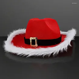 Ball Caps Christmas Feather Cowboy Hat Coloured Light White Western Santa Claus