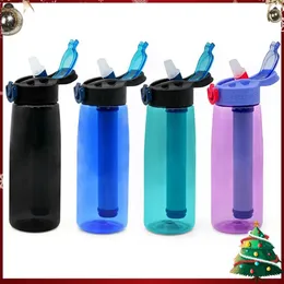 Water Bottles Sports Bottle Drinking Filter 650ML BPA-Free For Outdoor Hiking Camping Survival And Travel