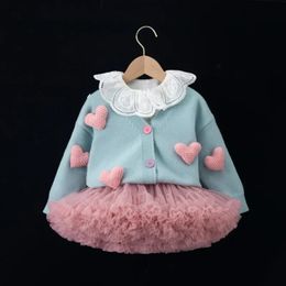 Korean Kid Set Baby Girls Suit Autumn Long Sleeve Children's Sweater Skirt Set Girl Lovely Print Pleated Skirt W-S1032 240129