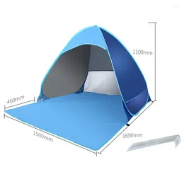 Tents And Shelters Beach Tent Utomatically Popping UV 50 6 Steel Pegs Big Sand Pockets Coated Polyester For Camping