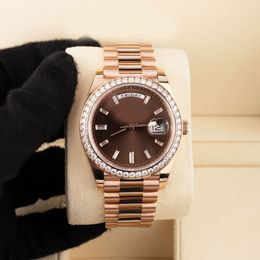 Brand world 2024 watch Best version Day-Date 40 Watch 40MM Brown Diamond Index Dial Rose Gold 228345RBR automatic watch 2-year warranty MENS WATCHES