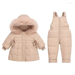 Down Coat Korean Children Jacket Suit For Girls Winter Clothes Infants Two-piece Toddler Small Kids White Duck